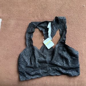Free People galloon Lace Racerback Bralette NWT Sz M black